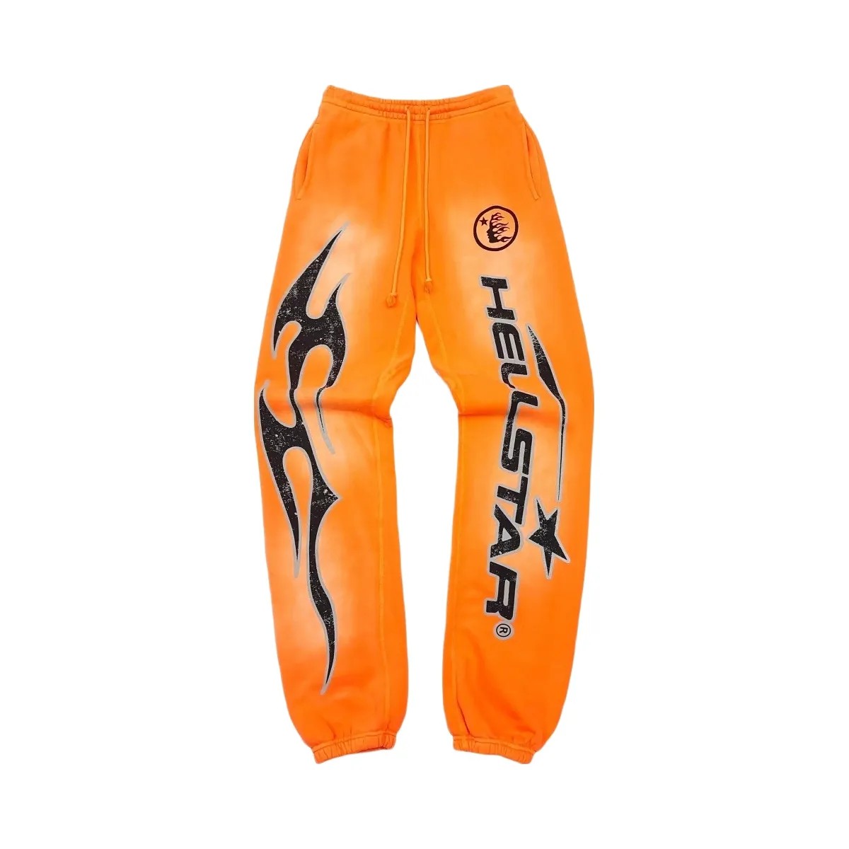 Hellstar Fire Orange Closed Elastic Bottom Sweatpants Orange Dye/Black - HypeFly India View 1