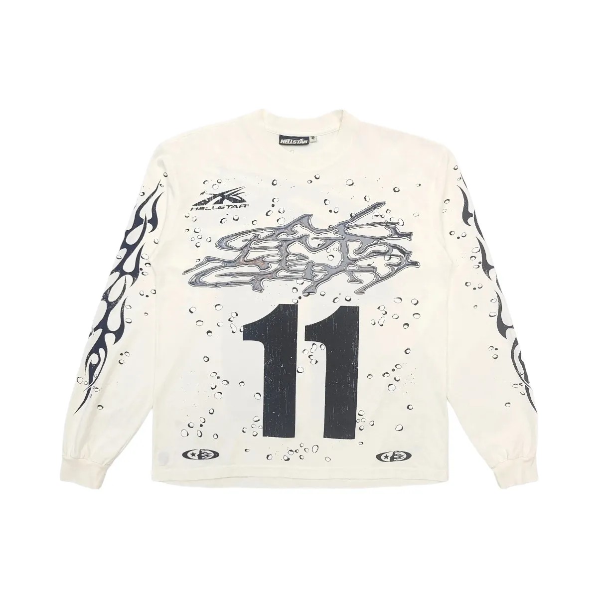 Hellstar Studios Moto Cross Longsleeve T Shirt White - HypeFly India View 2