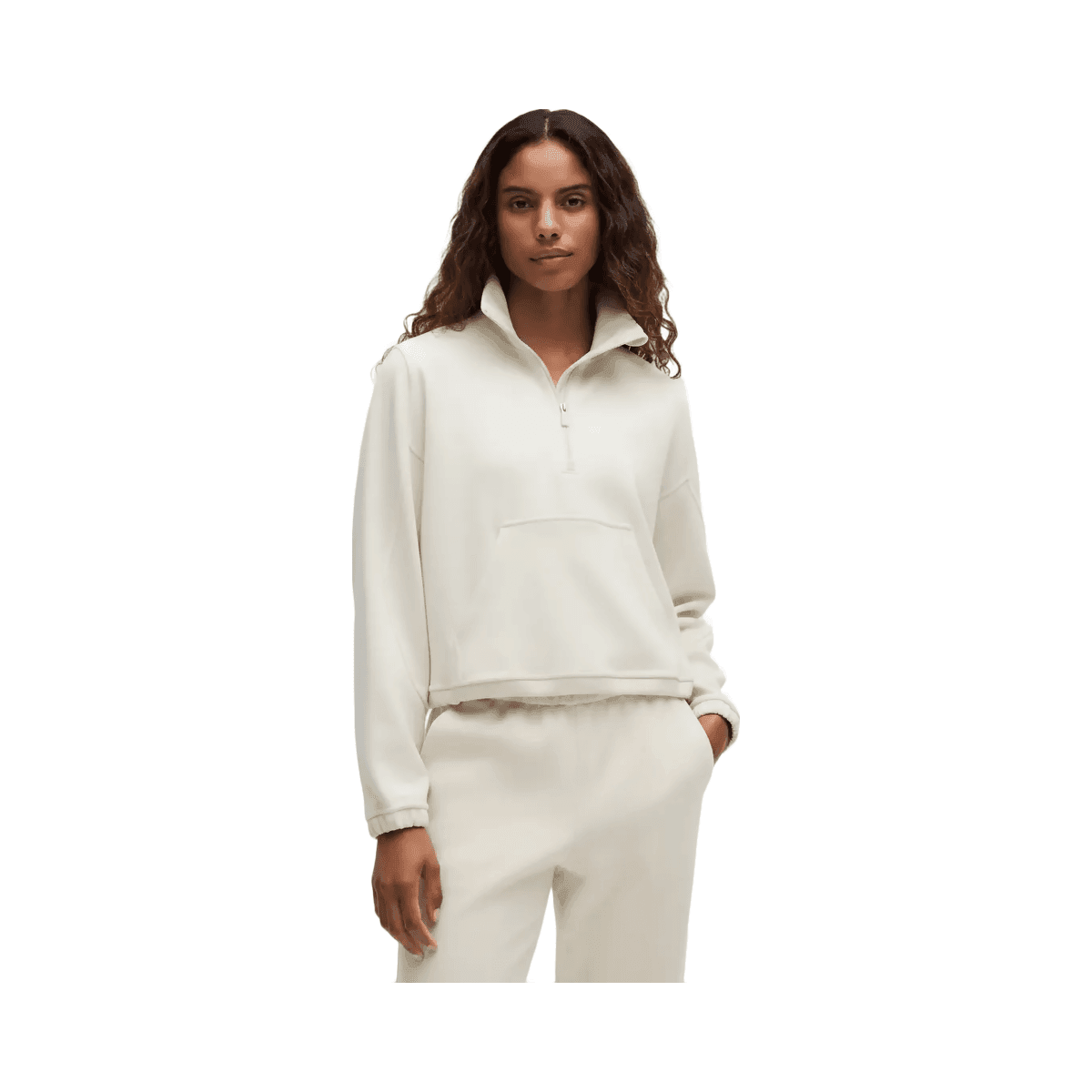Lululemon Brushed Softstreme Half Zip Bone - HypeFly India View 1
