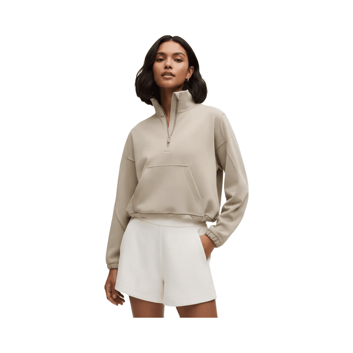 Lululemon Brushed Softstreme Half Zip Sheer Oak - HypeFly India View 1