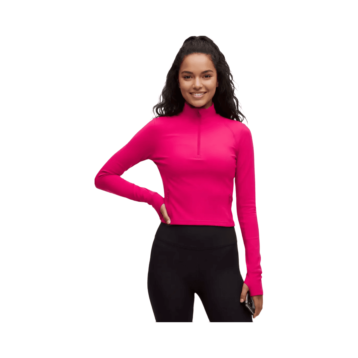 Lululemon It's Rulu Cropped Half Zip Updated Passionate - HypeFly India View 1