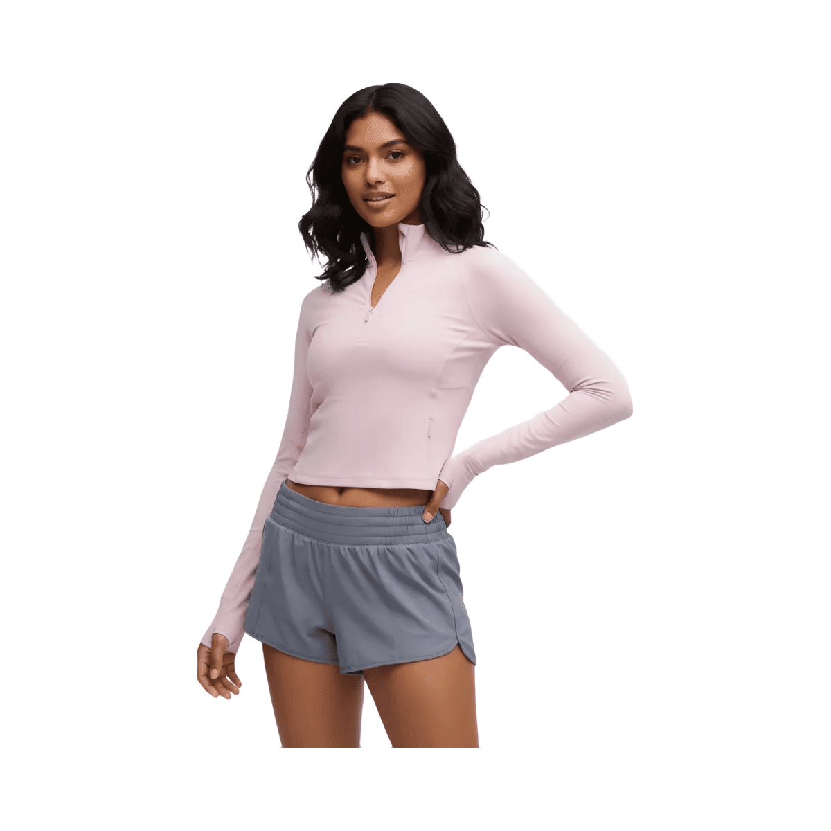 Lululemon It's Rulu Cropped Half Zip Updated Pink Haze - HypeFly India View 1