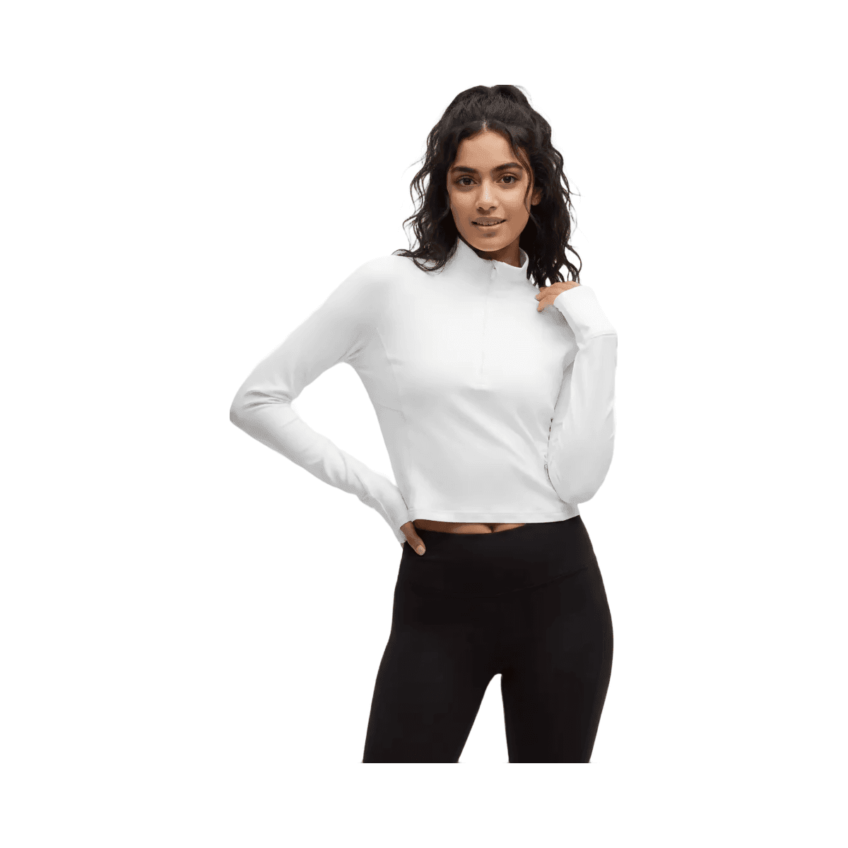 Lululemon It's Rulu Cropped Half Zip Updated White - HypeFly India View 1