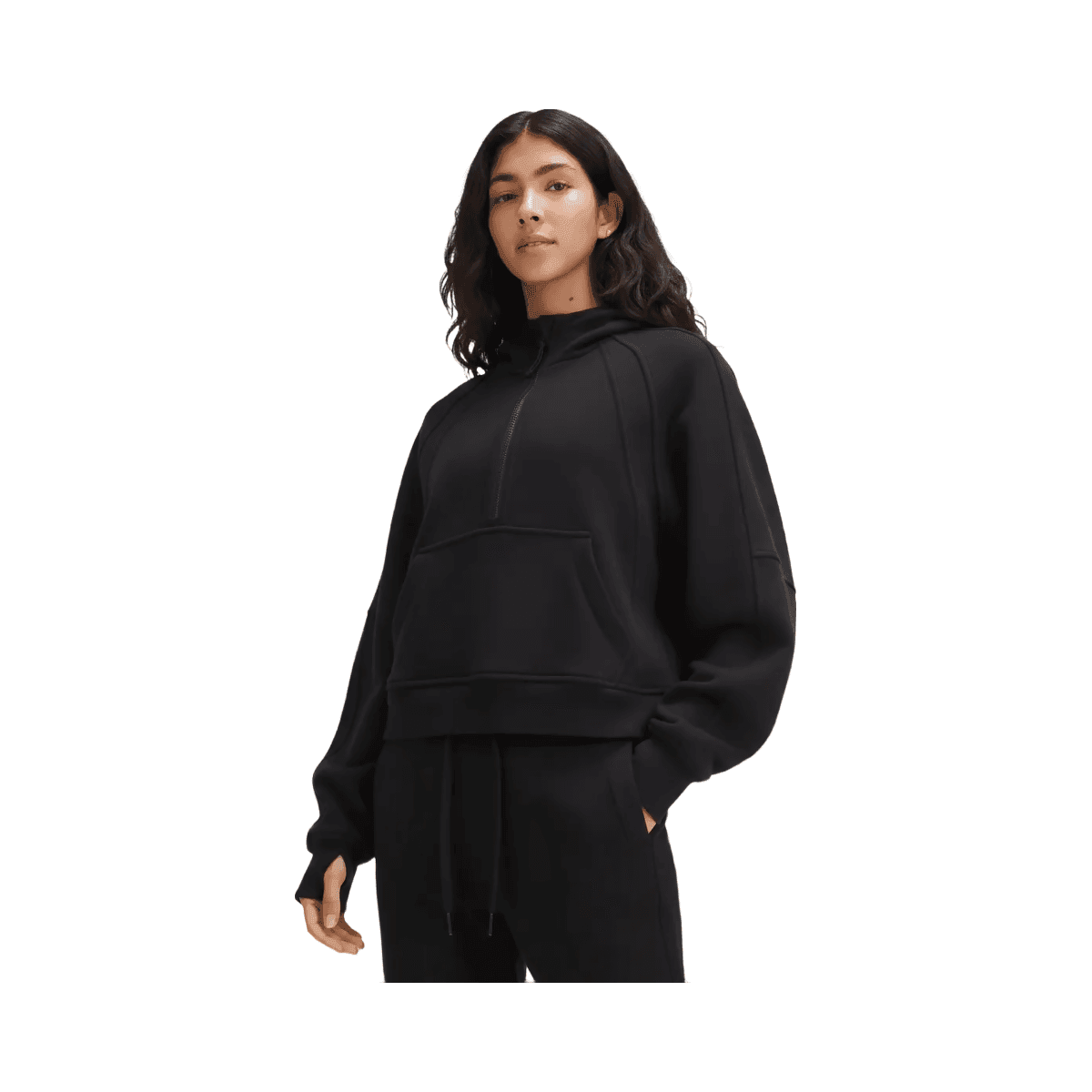 Lululemon Scuba Oversized Half-Zip Hoodie Black - HypeFly India View 1