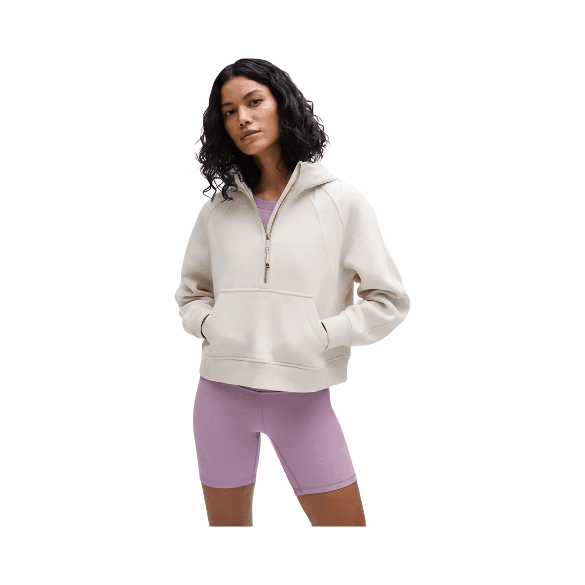 Lululemon Scuba Oversized Half-Zip Hoodie Heathered Bone/Gold - HypeFly India View 1