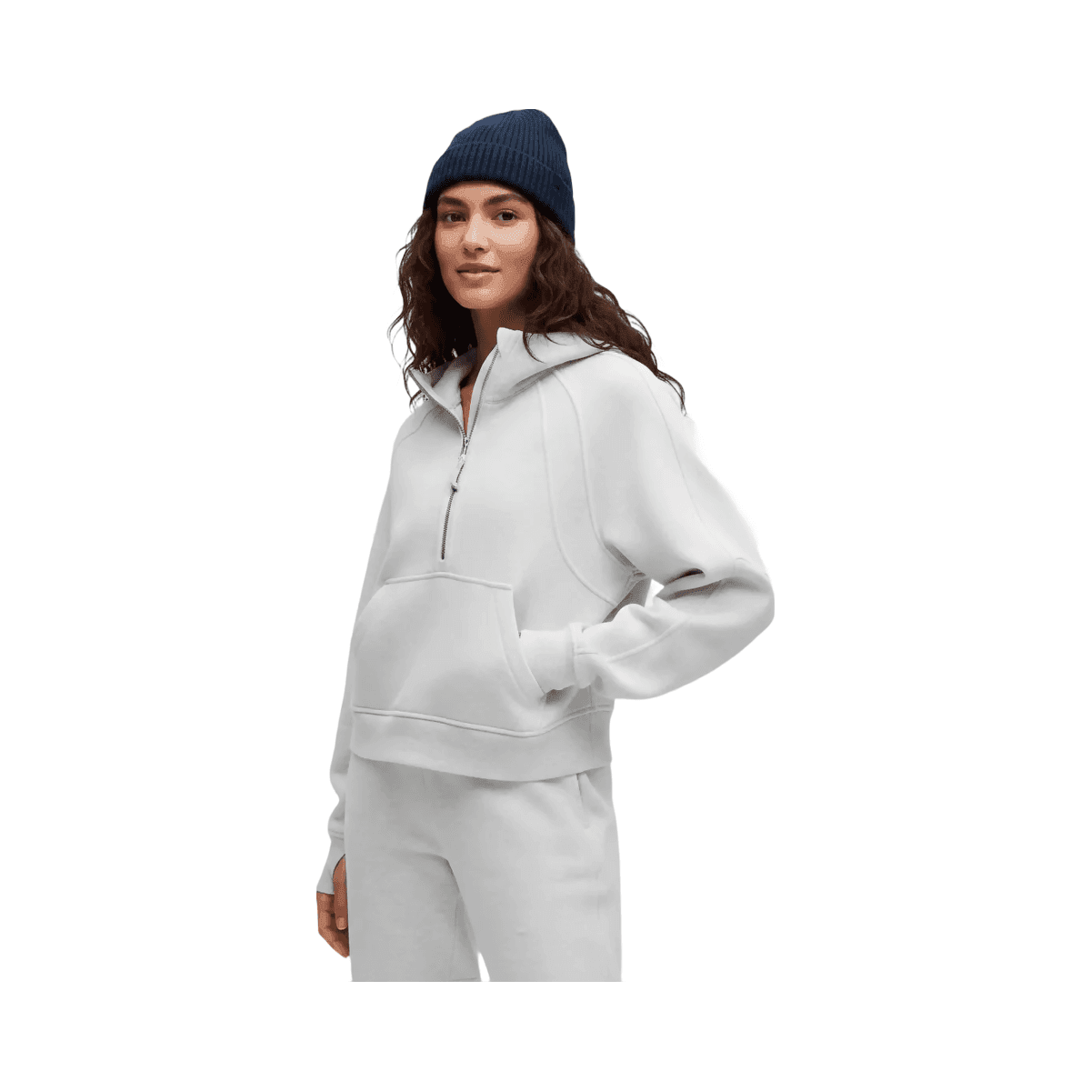 Lululemon Scuba Oversized Half-Zip Hoodie Heathered Core Ultra Light Grey - HypeFly India View 1