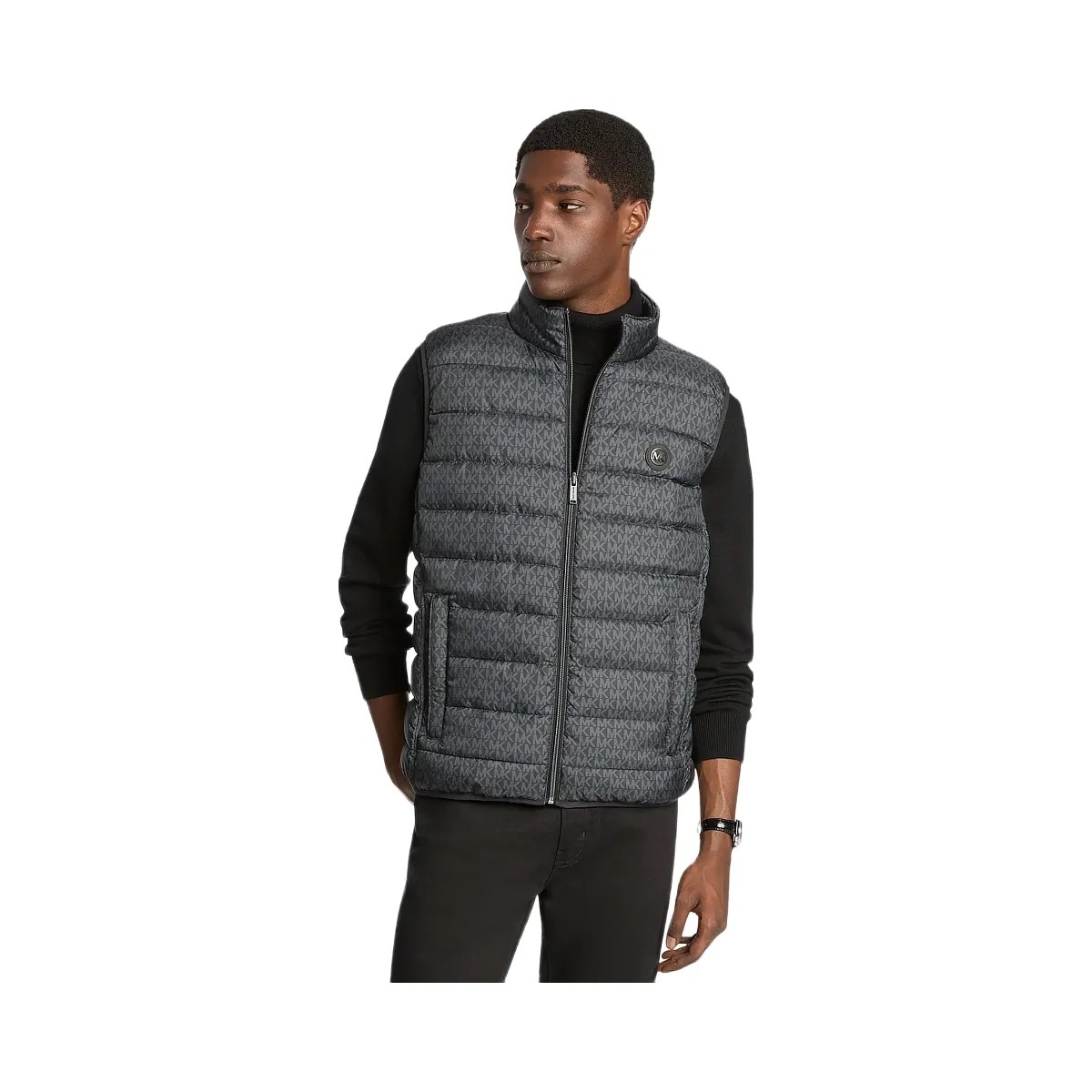 Michael Kors Abbou Signature Logo Reversible Vest Black - HypeFly India View 1