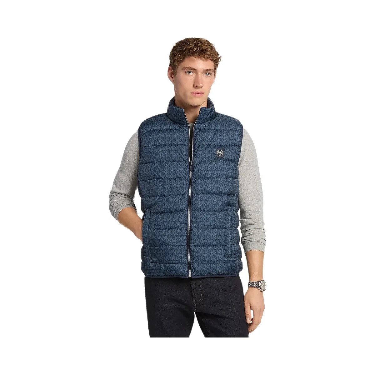 Michael Kors Abbou Signature Logo Reversible Vest Midnight - HypeFly India View 1