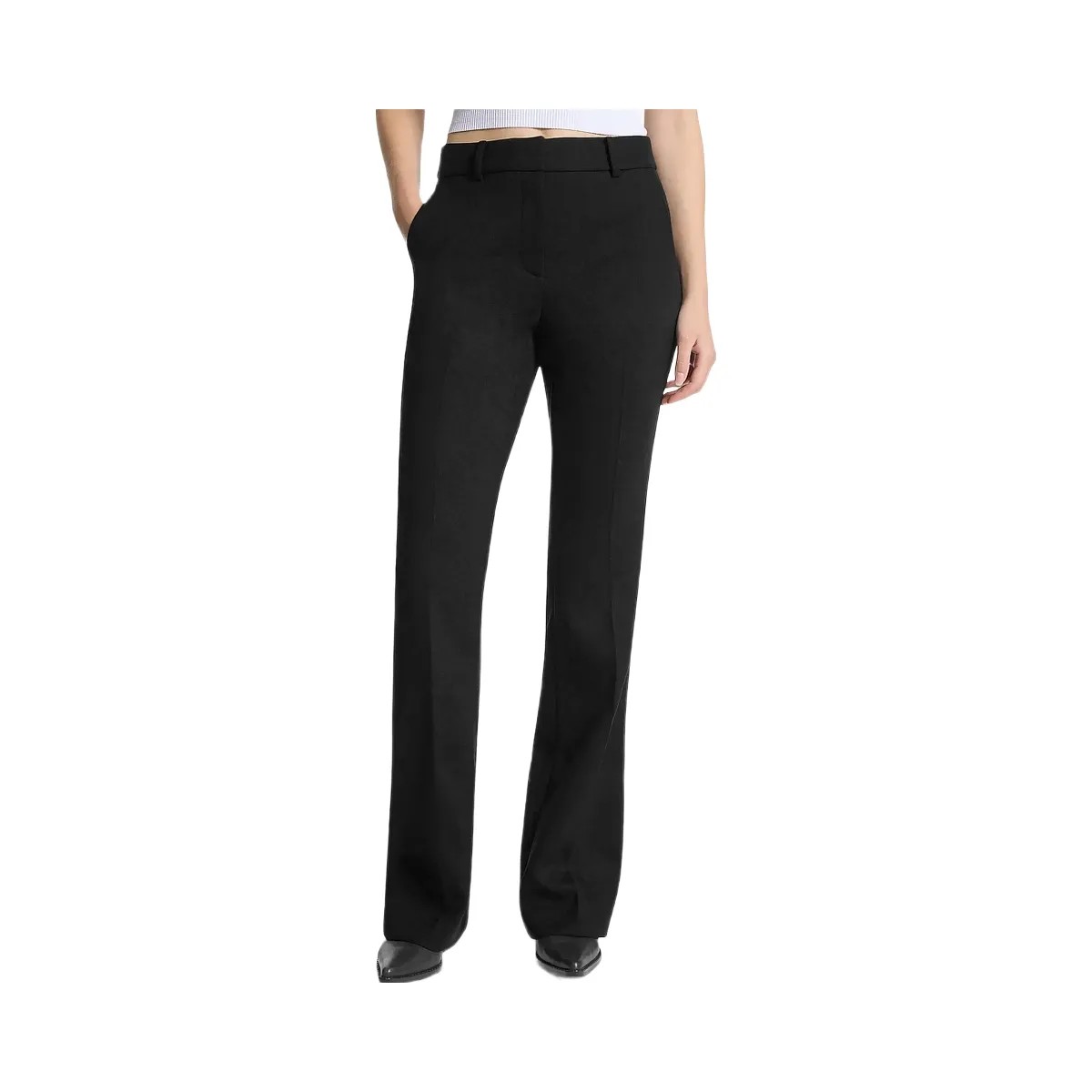 Michael Kors Bootcut Stretch Wool Blend Pants Black - HypeFly India View 1