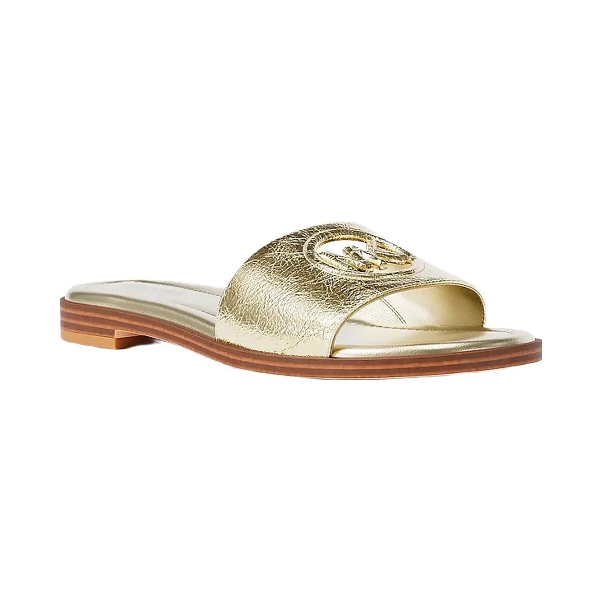 Michael Kors Carissa Crackled Metallic Slide Sandal Pale Gold - HypeFly India View 1