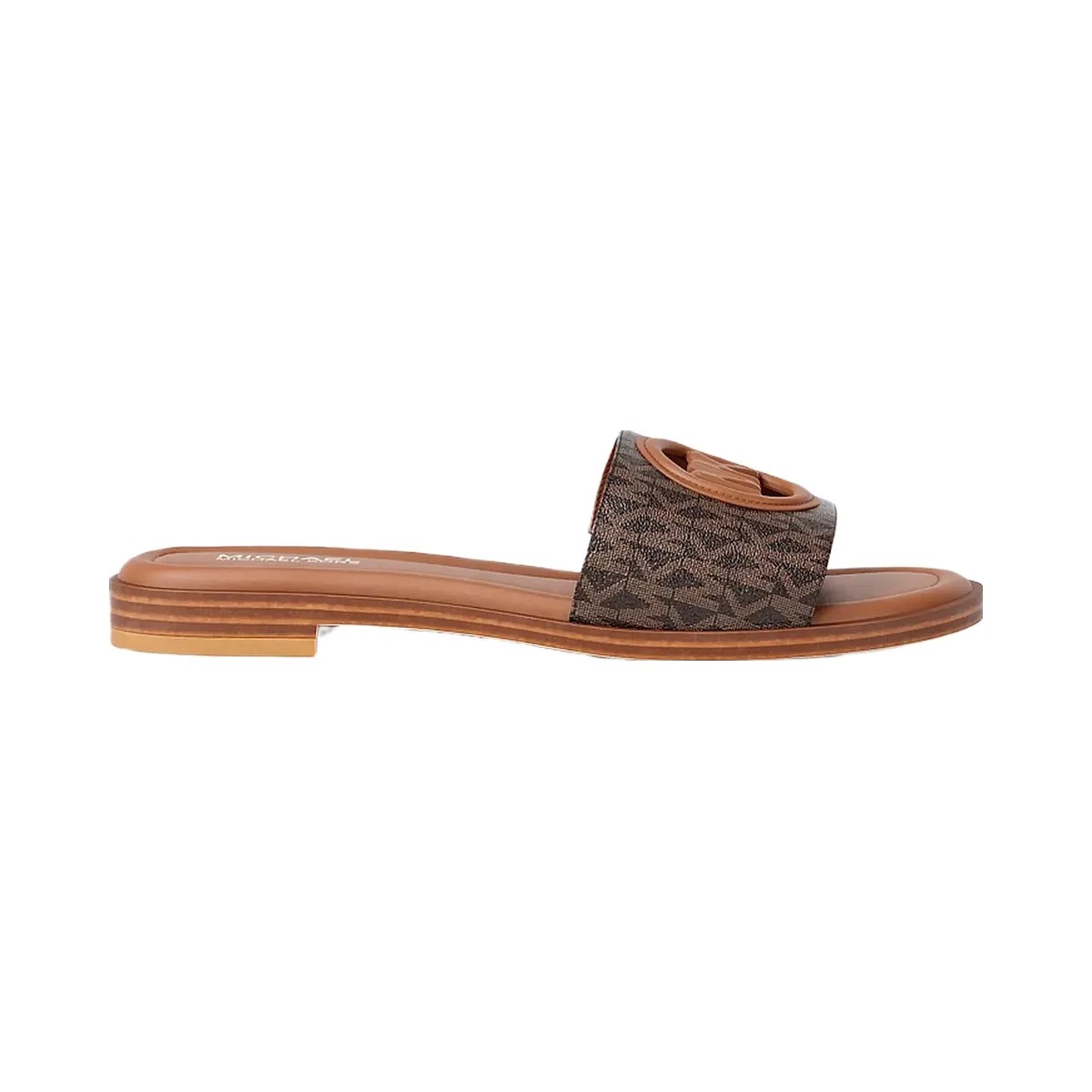 Michael Kors Carissa Signature Logo Slide Sandal Brown Multi - HypeFly India View 2