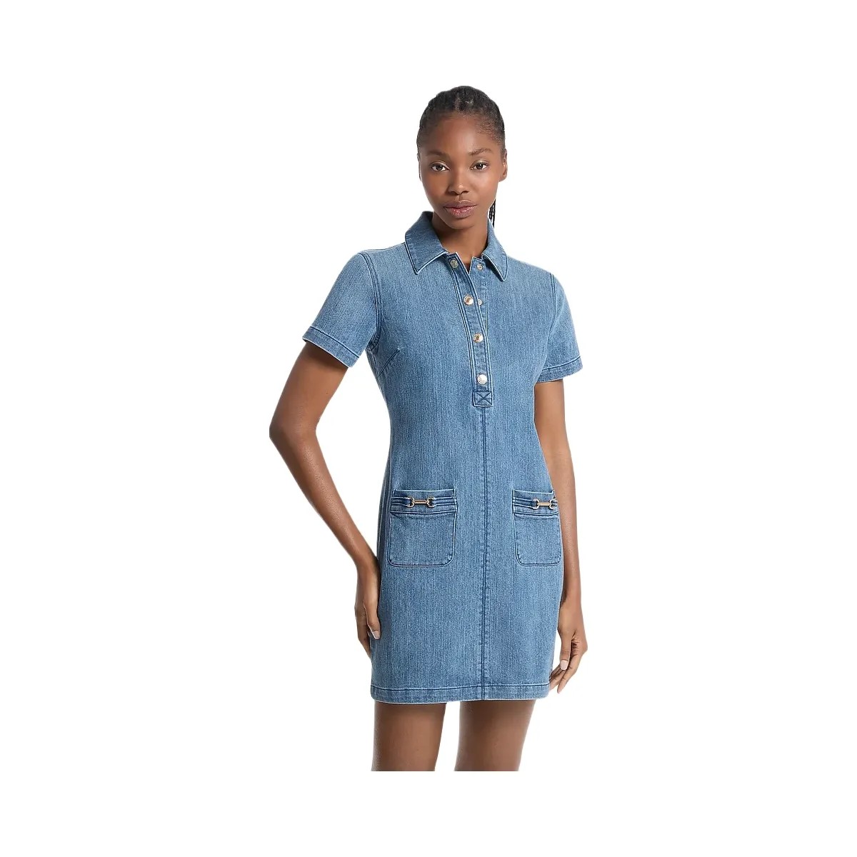 Michael Kors Carson Denim Mini Dress Dusk Blue Wash - HypeFly India View 1
