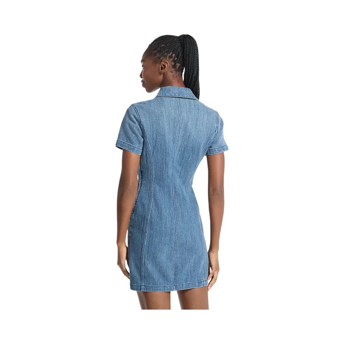 Michael Kors Carson Denim Mini Dress Dusk Blue Wash - HypeFly India View 2