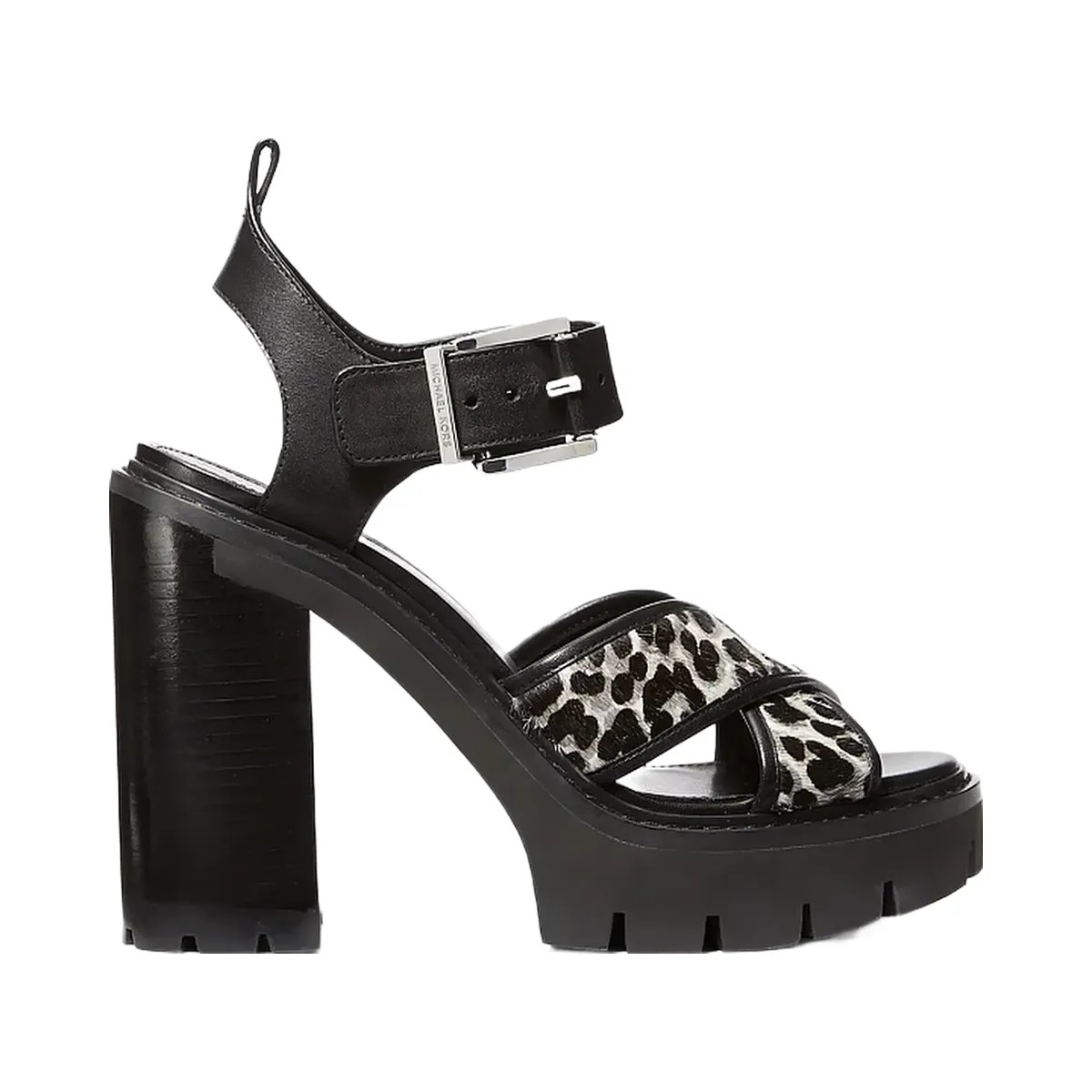 Michael Kors Colby Leopard Print Calf Hair Lug Platform Sandal Black Combo - HypeFly India View 2