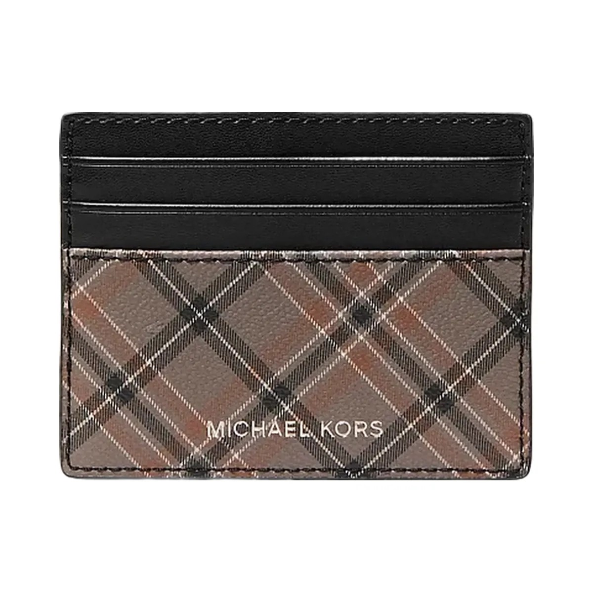 Michael Kors Cooper Plaid Card Case Mushroom - HypeFly India View 1