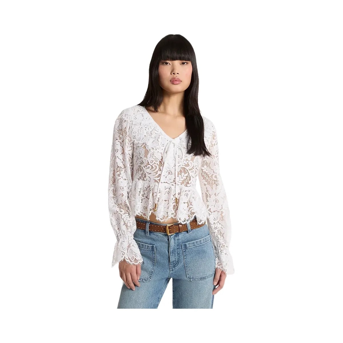 Michael Kors Corded Floral Lace Blouse White - HypeFly India View 1