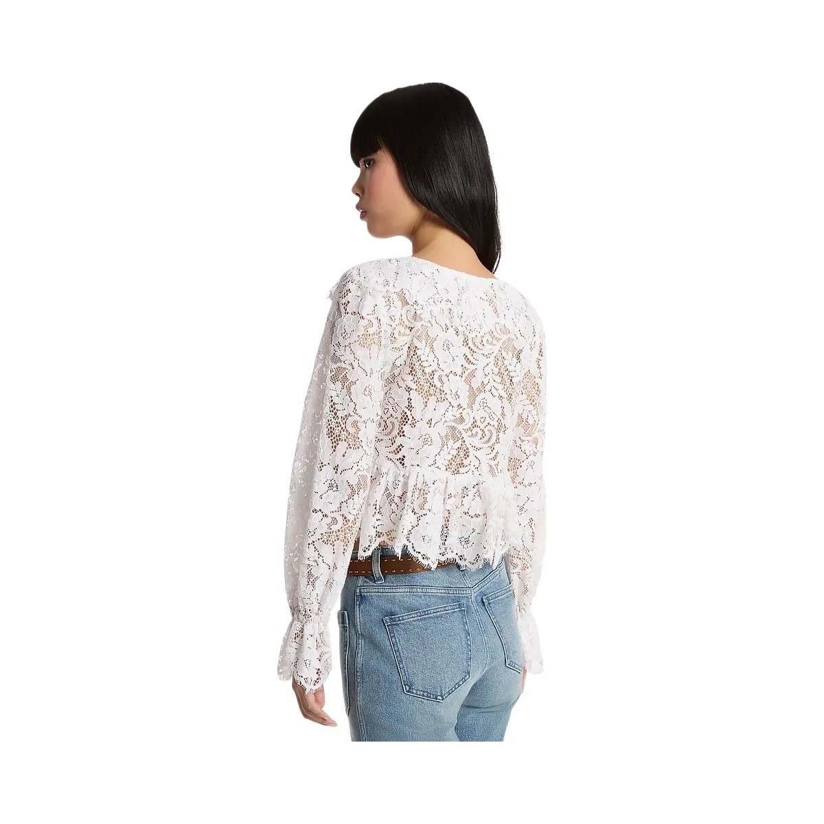 Michael Kors Corded Floral Lace Blouse White - HypeFly India View 2