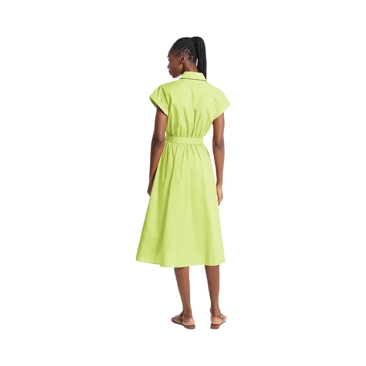 Michael Kors Cotton Poplin Midi Dress Lime - HypeFly India View 2