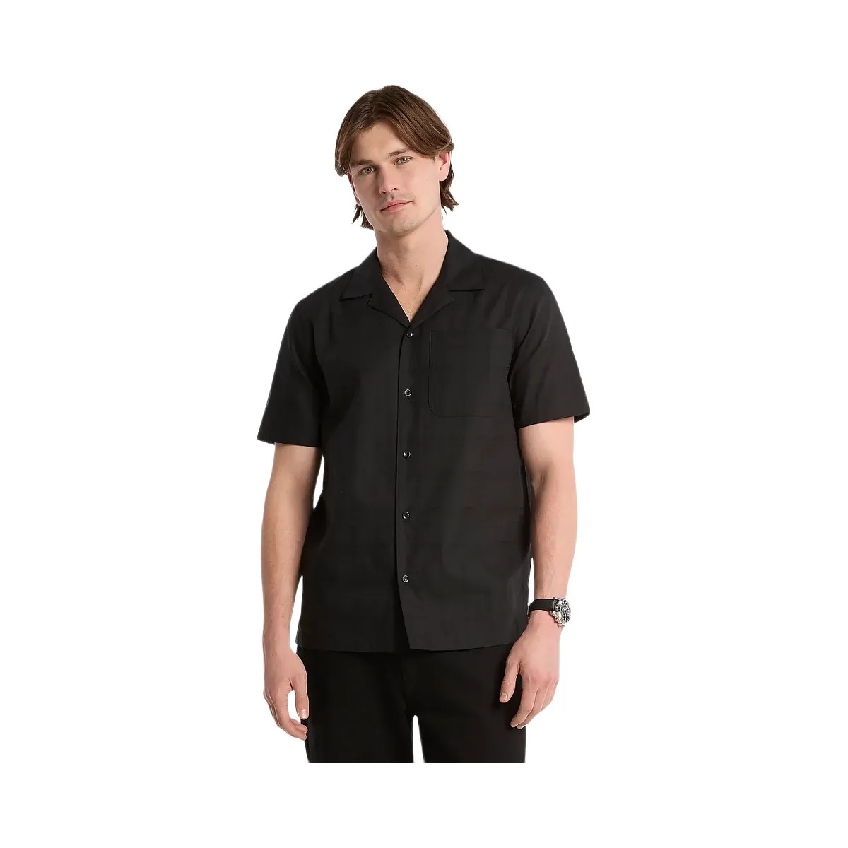 Michael Kors Cotton Short-Sleeve Shirt Black - HypeFly India View 1