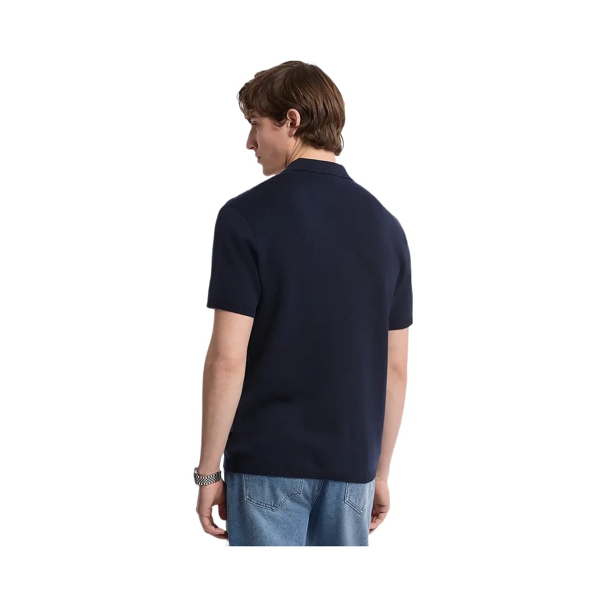 Michael Kors Cotton Zip-Up Polo Shirt Midnight - HypeFly India View 2