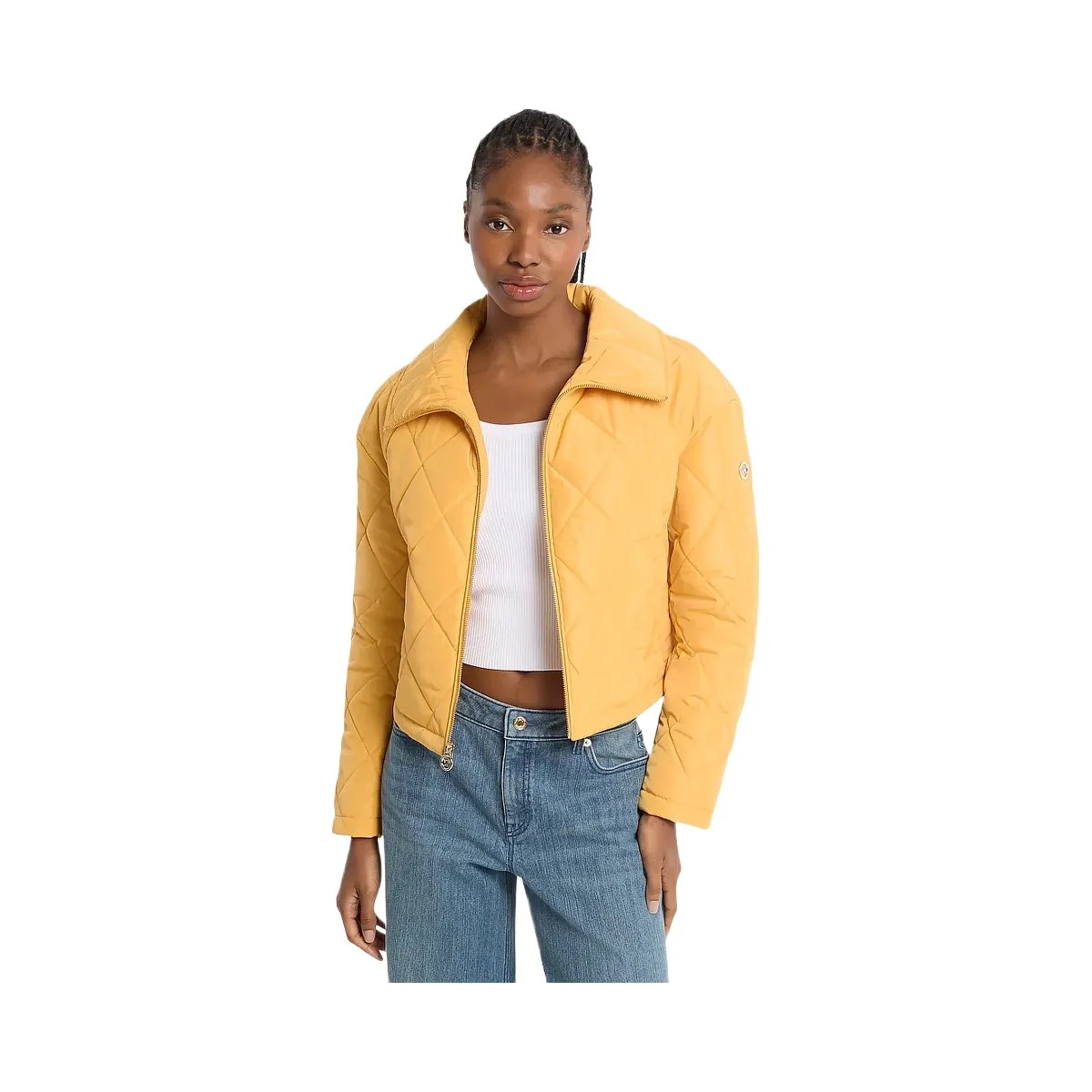 Michael Kors Cropped Quilted Jacket Honeywheat - HypeFly India View 1
