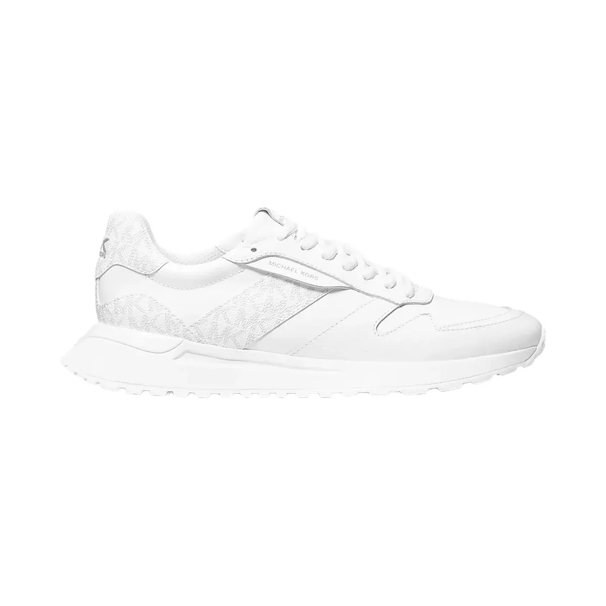 Michael Kors Dax Pebbled Leather and Logo Trainer Bright Wht - HypeFly India View 2