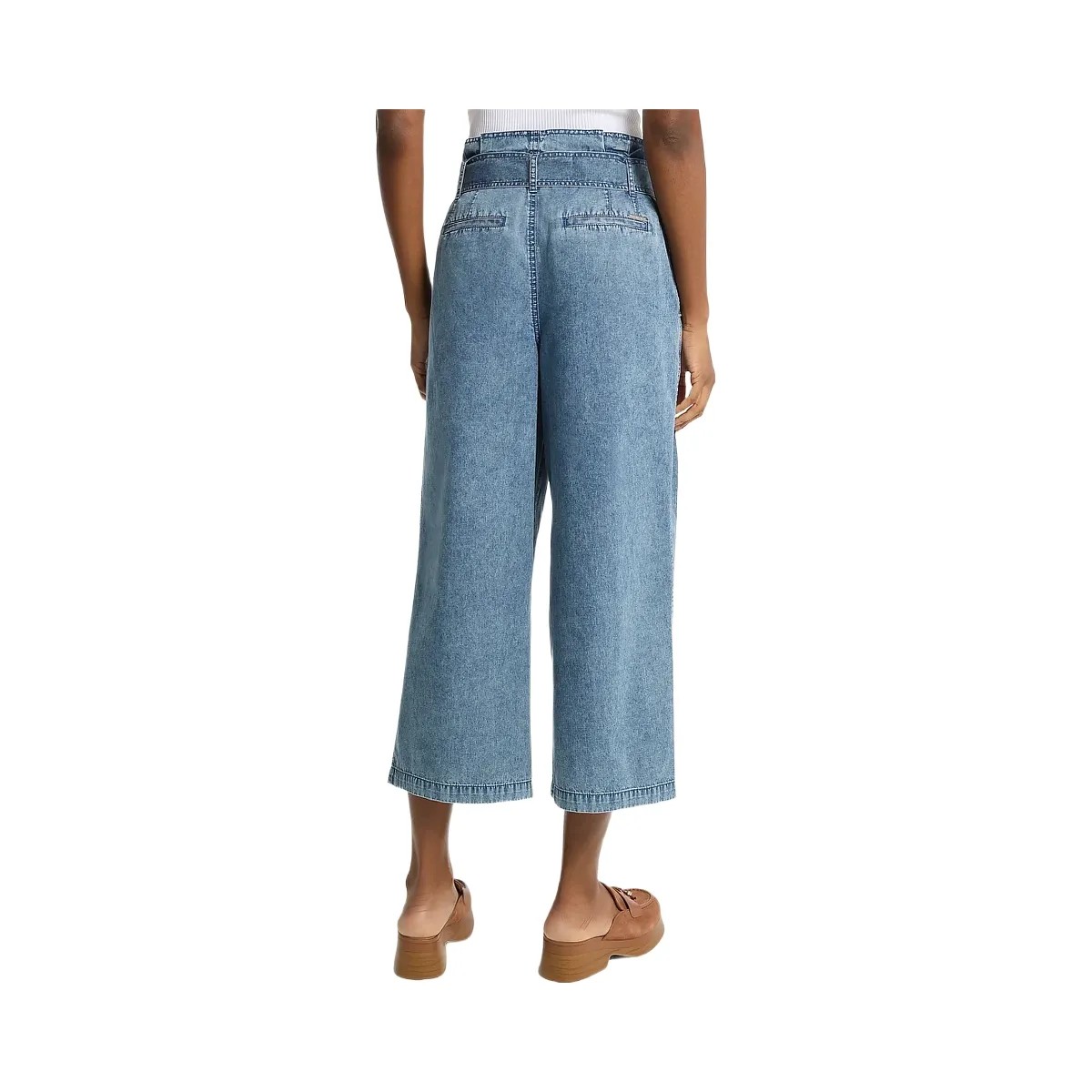 Michael Kors Denim Cropped Paperbag Pants Dusk Blue Wash - HypeFly India View 2