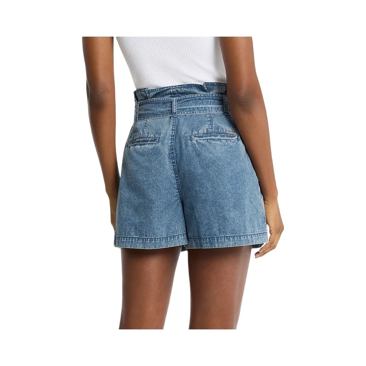 Michael Kors Denim Paperbag Shorts Dusk Blue Wash - HypeFly India View 2
