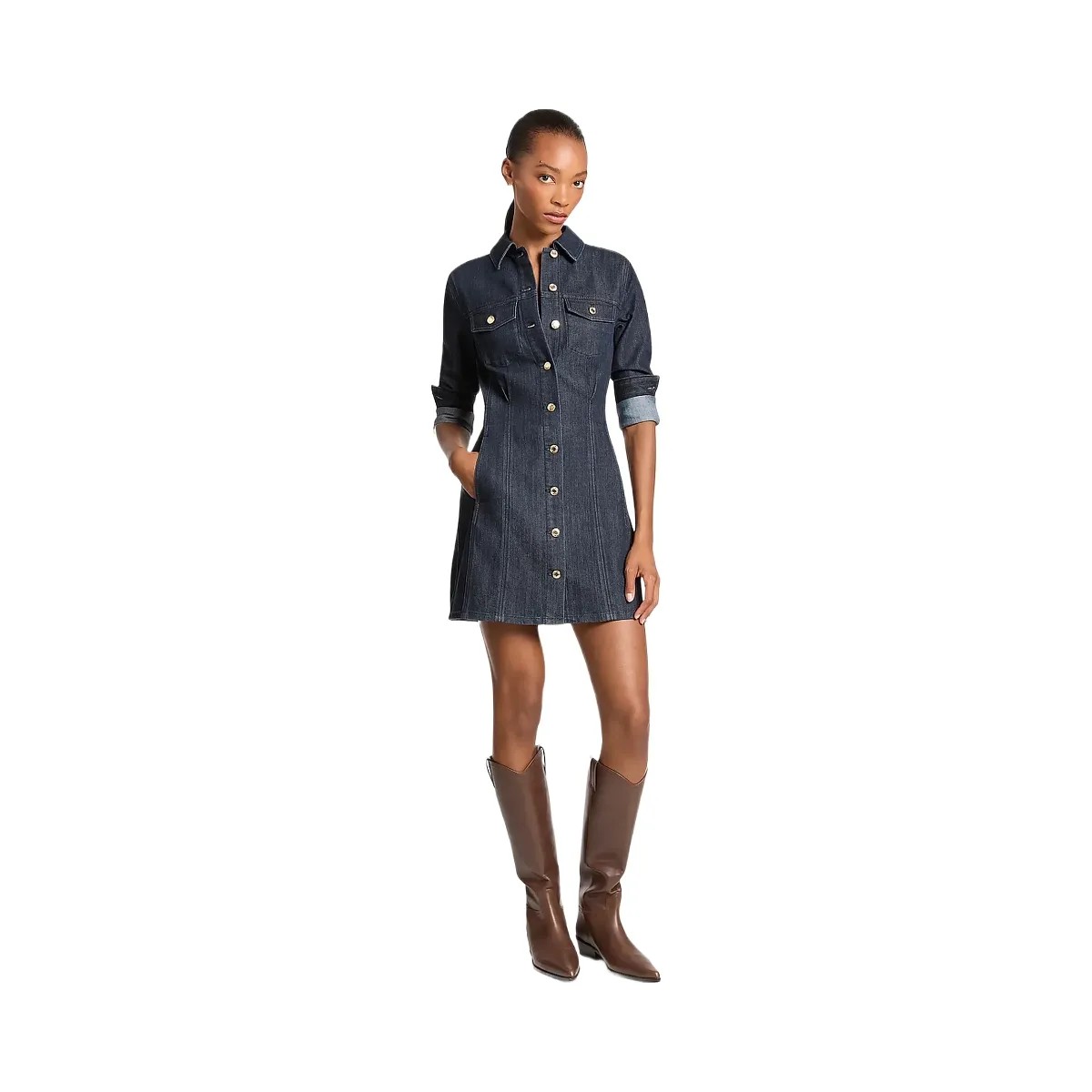 Michael Kors Denim Shirtdress Rinse - HypeFly India View 1