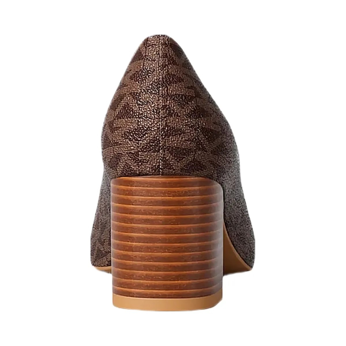 Michael Kors Dori Signature Logo Block Heel Pump Brown Multi - HypeFly India View 3