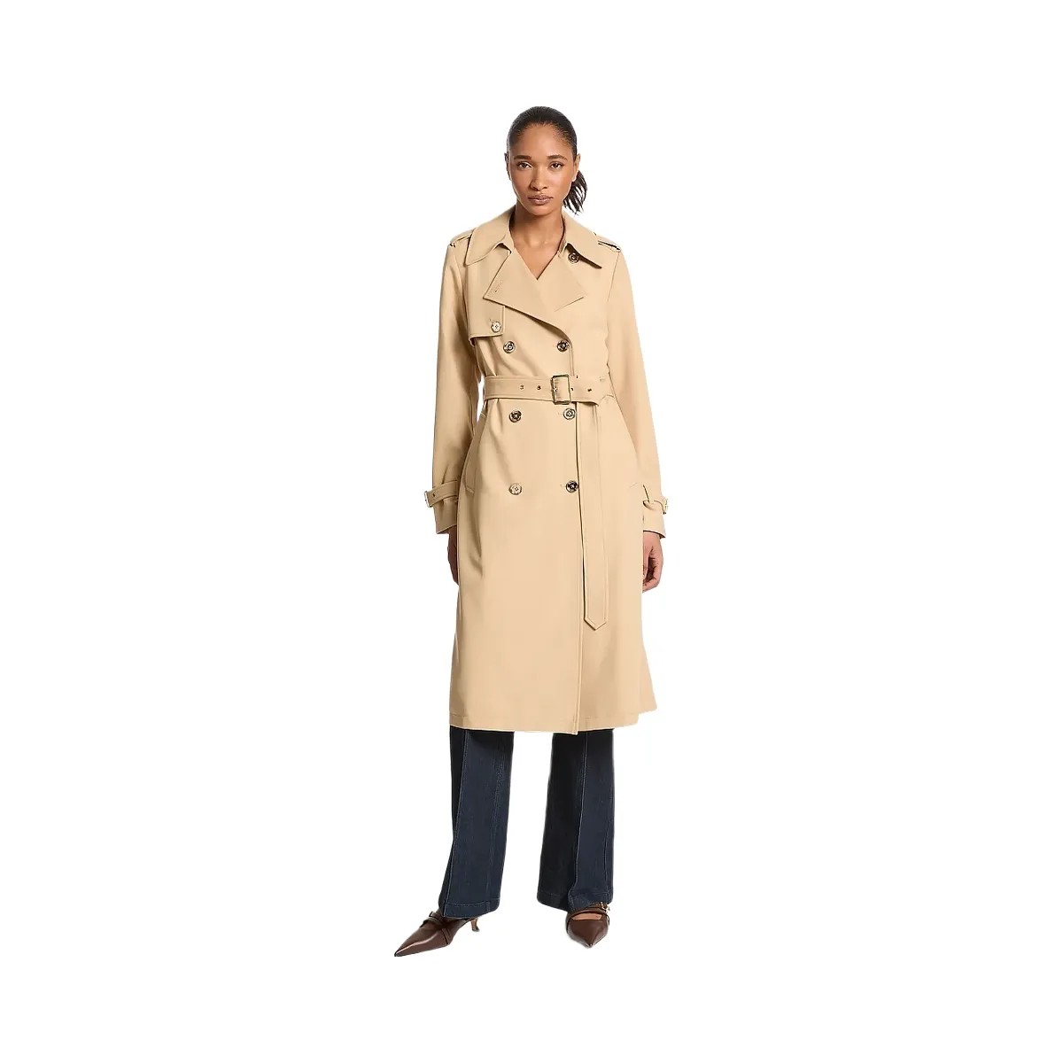 Michael Kors Drapey Trench Coat Khaki - HypeFly India View 1