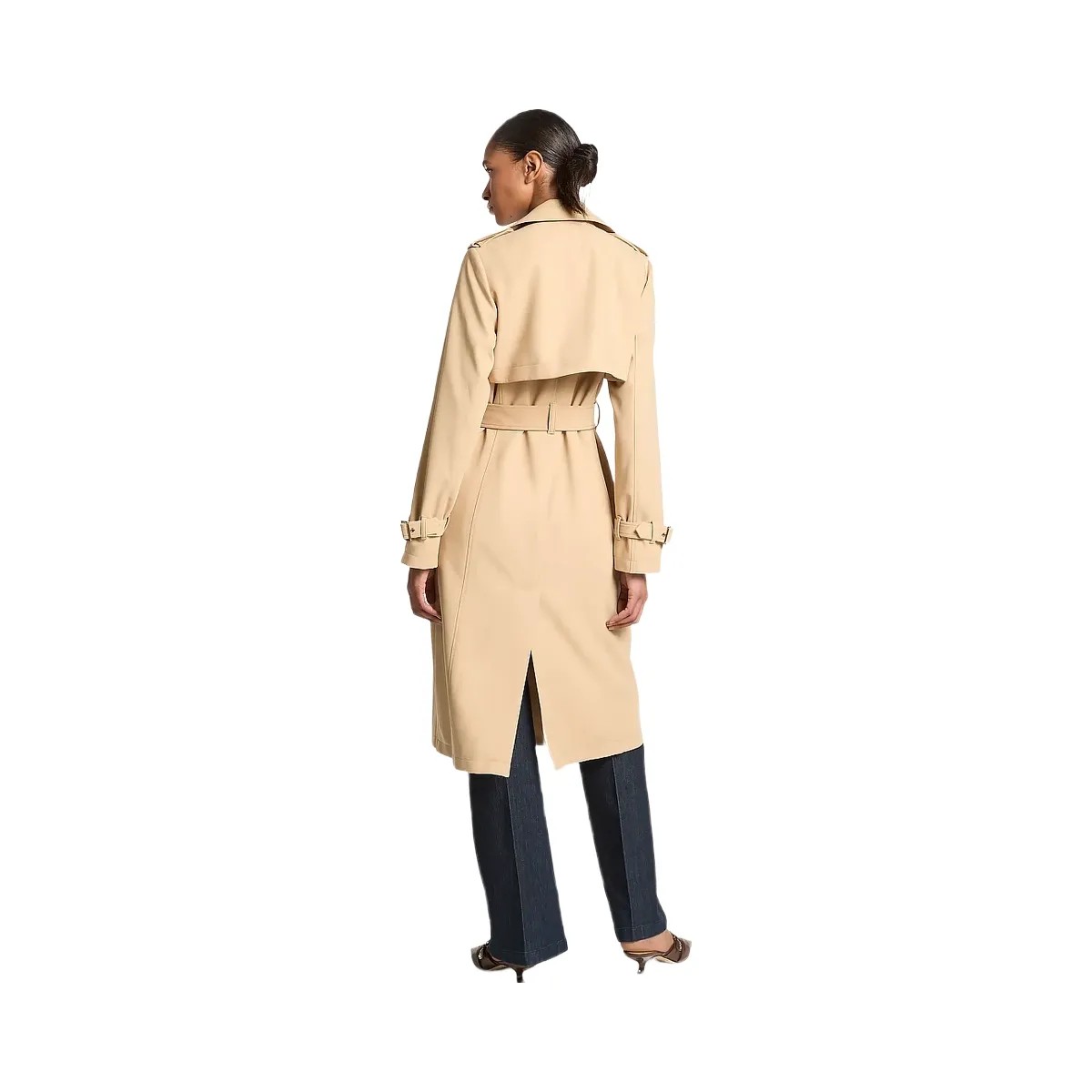 Michael Kors Drapey Trench Coat Khaki - HypeFly India View 2