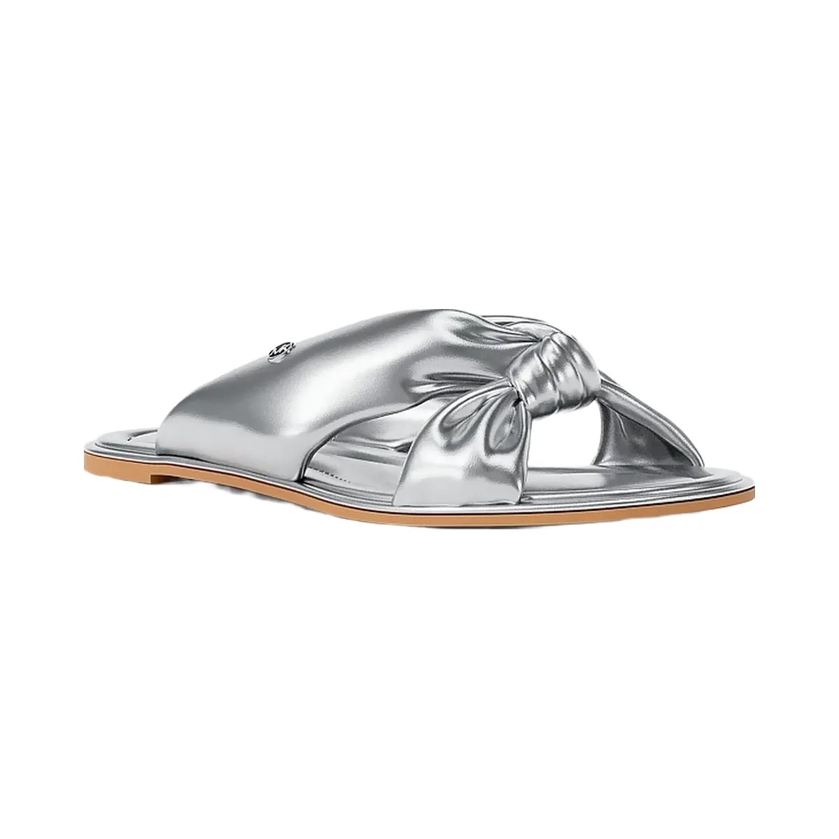 Michael Kors Elena Metallic Slide Sandal Silver - HypeFly India View 1