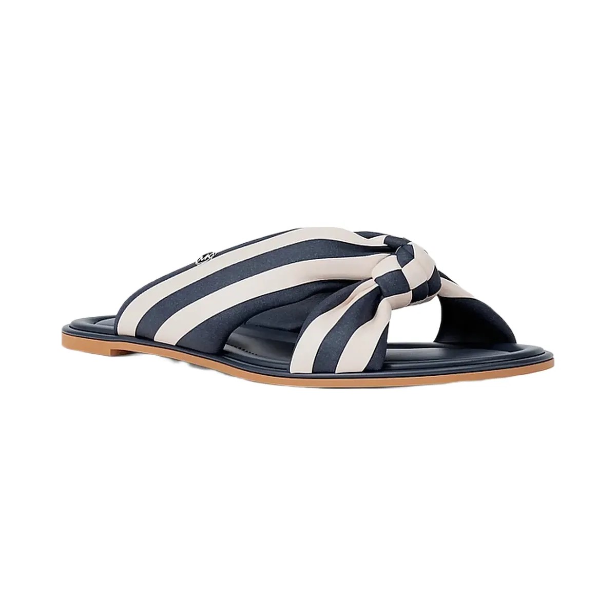 Michael Kors Elena Striped Linen Blend Slide Sandal Navy - HypeFly India View 1