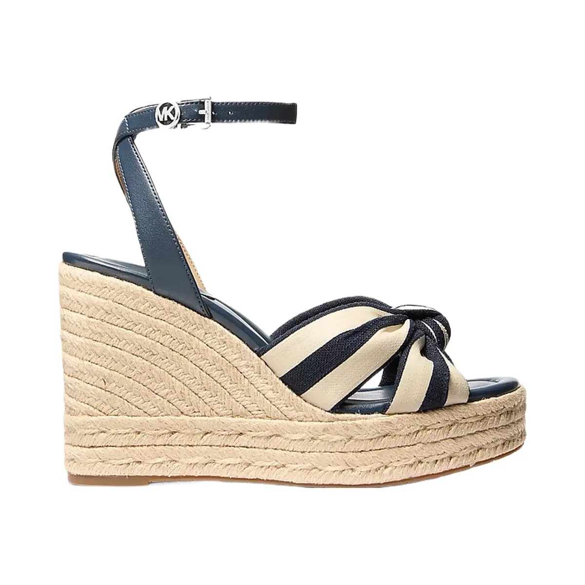 Michael Kors Elena Striped Linen Blend Wedge Sandal Navy - HypeFly India View 2