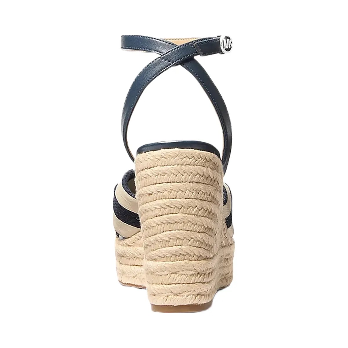 Michael Kors Elena Striped Linen Blend Wedge Sandal Navy - HypeFly India View 3
