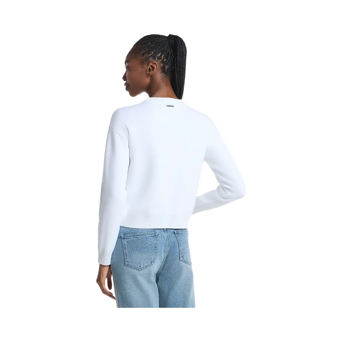 Michael Kors Embellished Logo Cotton Blend Sweater White - HypeFly India View 2