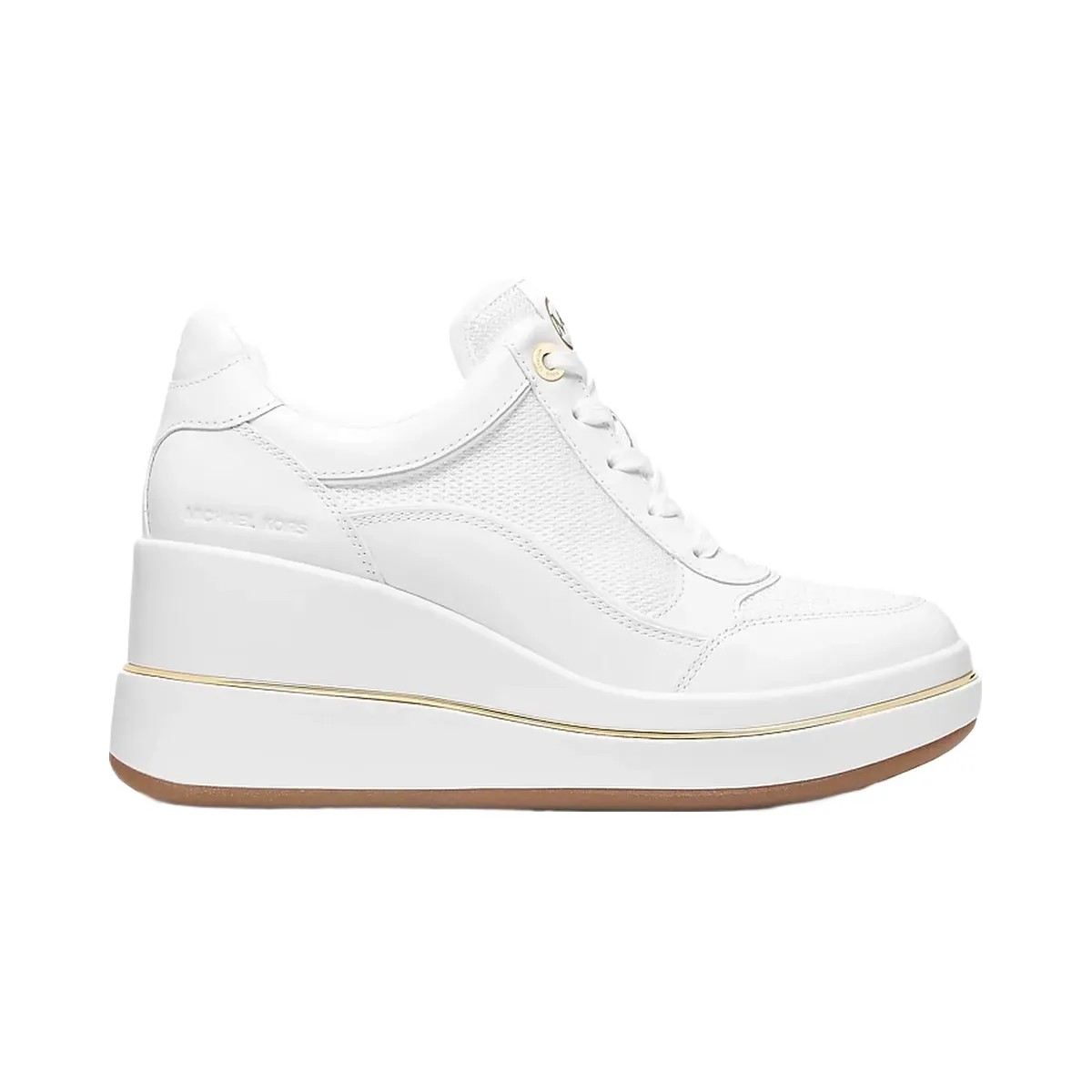 Michael Kors Emmy Leather and Mesh Wedge Trainer Optic White - HypeFly India View 2