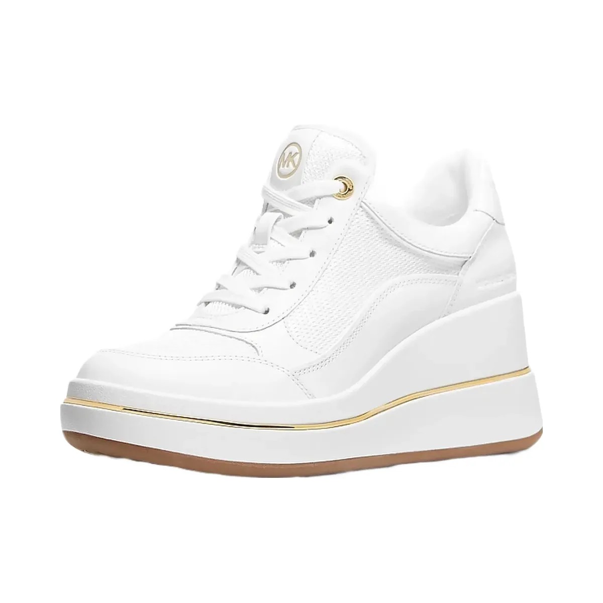 Michael Kors Emmy Leather and Mesh Wedge Trainer Optic White - HypeFly India View 4