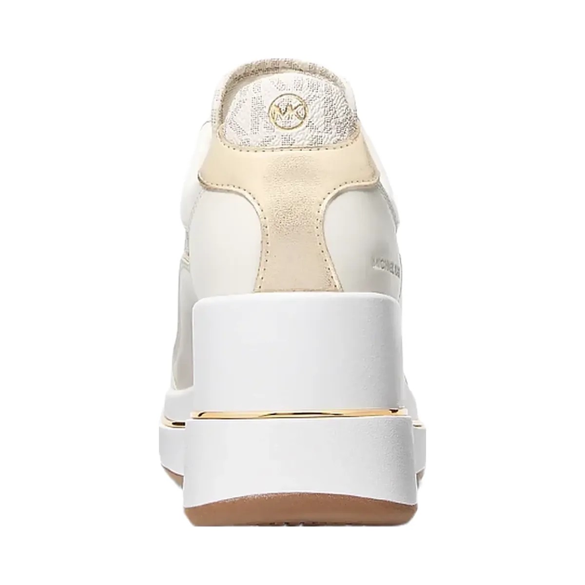 Michael Kors Emmy Signature Logo and Leather Wedge Trainer Vanilla - HypeFly India View 3