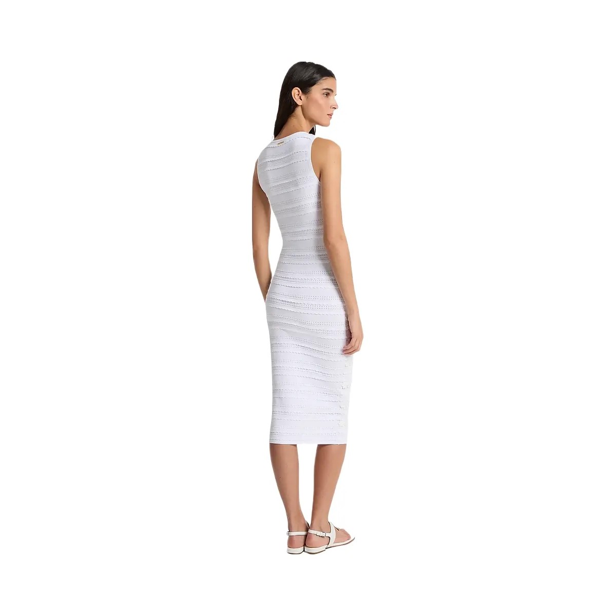 Michael Kors Floral Embellished Stretch Knit Midi Dress White - HypeFly India View 2