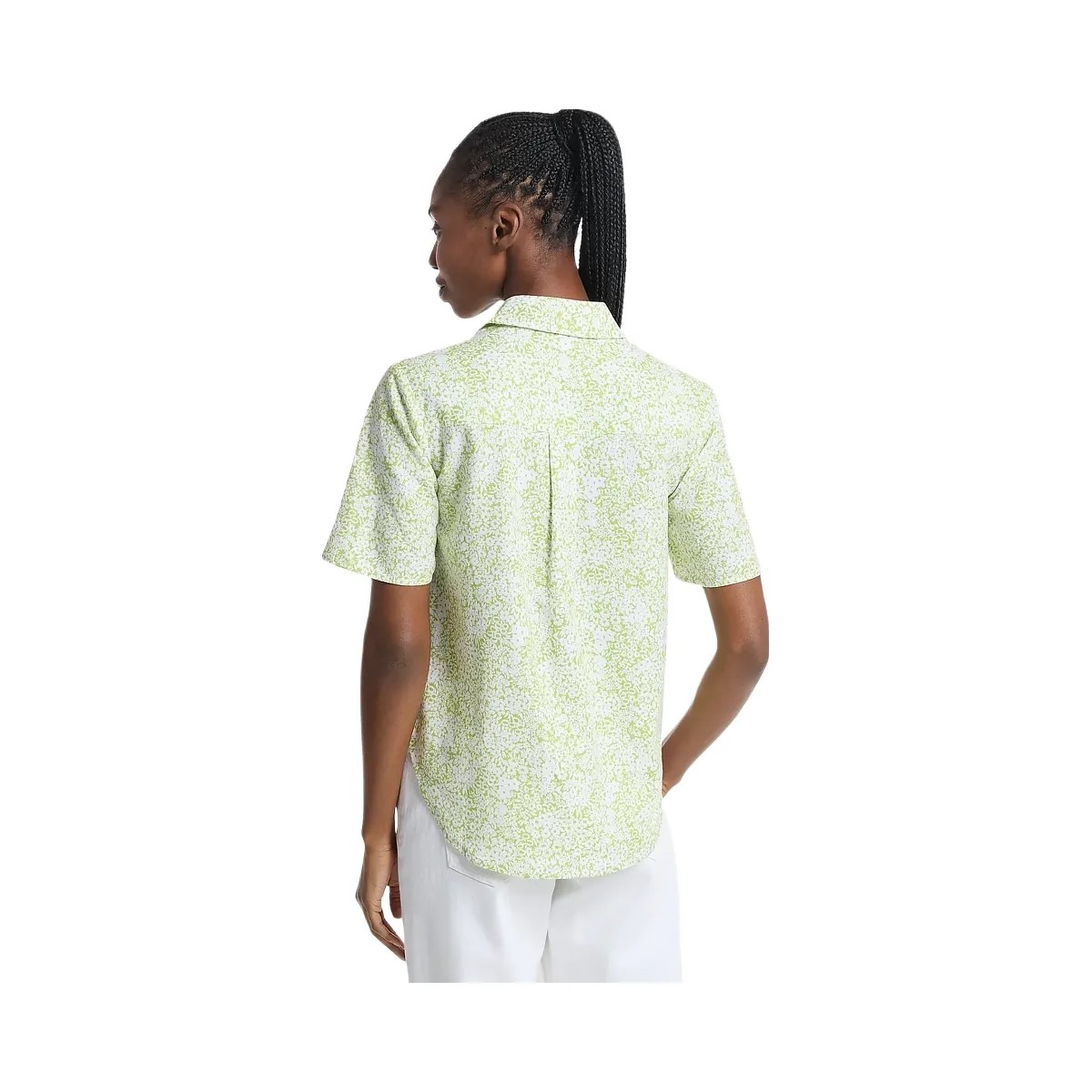 Michael Kors Floral Print Linen Blend Camp Shirt Lime - HypeFly India View 2