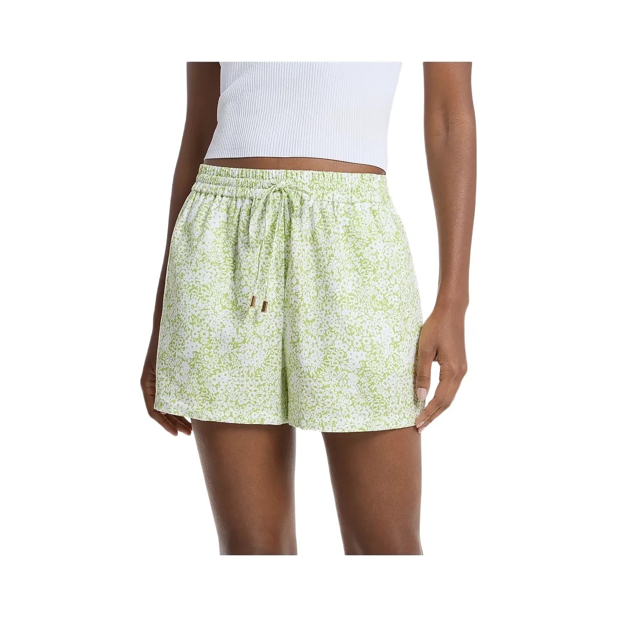 Michael Kors Floral Print Linen Blend Shorts Lime - HypeFly India View 1
