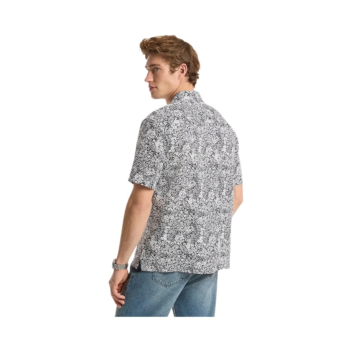 Michael Kors Floral Print Linen Shirt Midnight - HypeFly India View 2