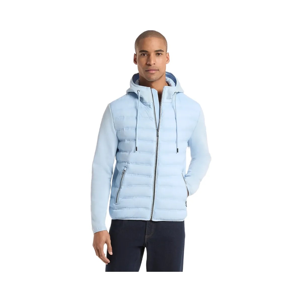 Michael Kors Galway Quilted Mixed-Media Jacket Pale Blue - HypeFly India View 1