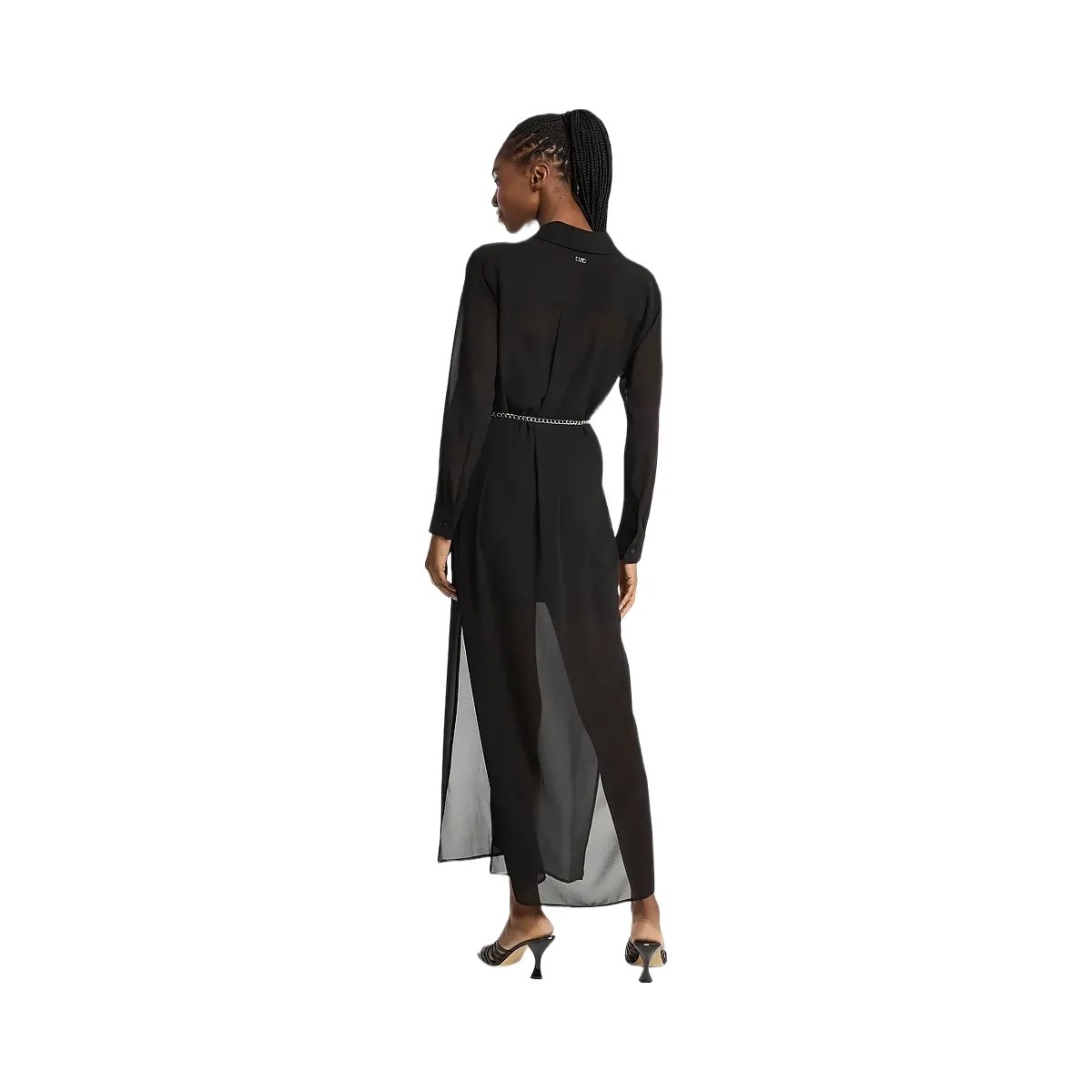 Michael Kors Georgette Belted Shirtdress Black - HypeFly India View 2