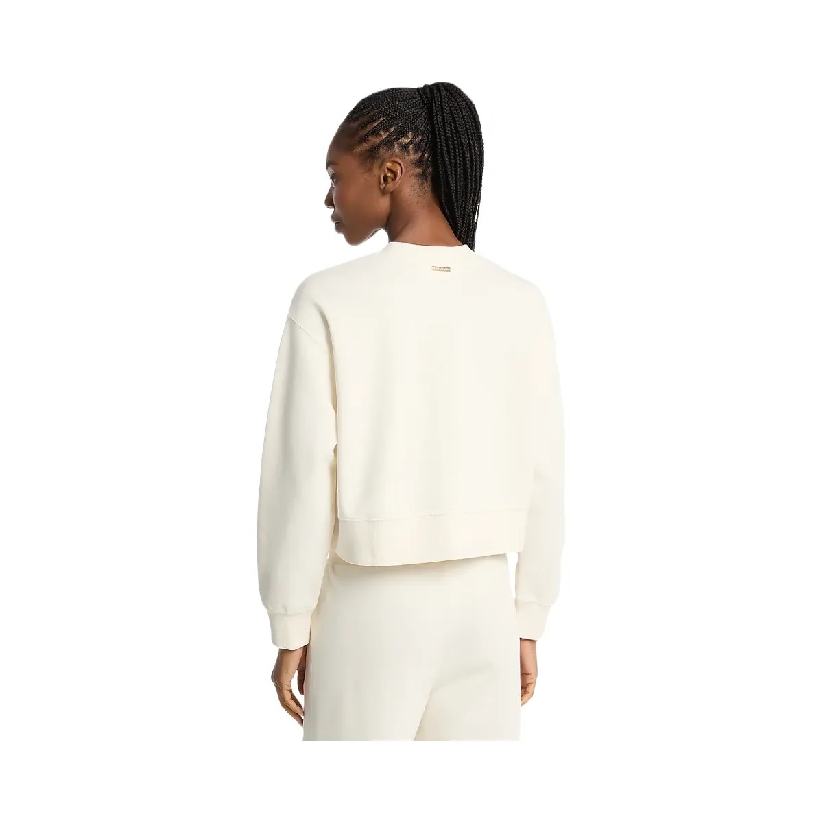Michael Kors Graphic Logo Cotton Blend Cropped Sweatshirt Bone - HypeFly India View 2