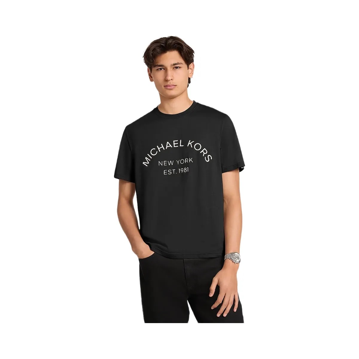 Michael Kors Graphic Logo Cotton Jersey T-Shirt Black - HypeFly India View 1