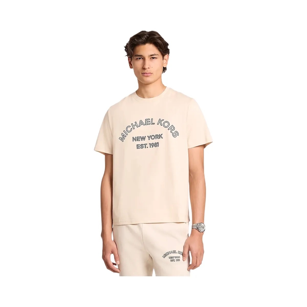 Michael Kors Graphic Logo Cotton Jersey T-Shirt Lt Cream - HypeFly India View 1