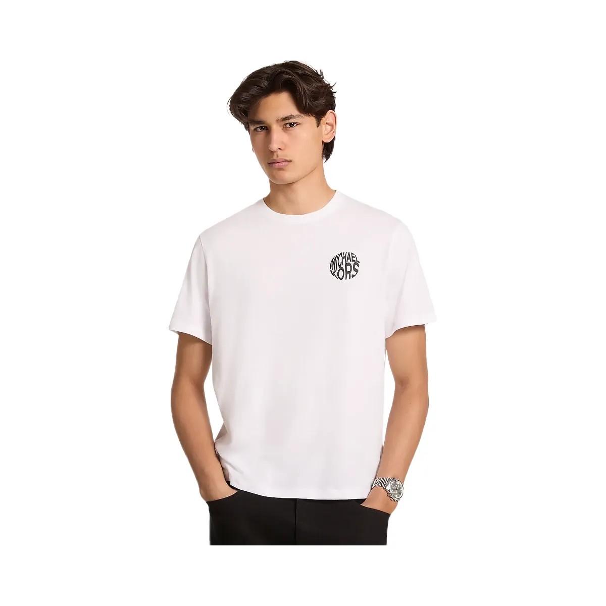 Michael Kors Graphic Logo Cotton Jersey T-Shirt White - HypeFly India View 1